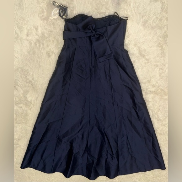 NWOT ALFRED SUNG Strapless Satin A-Line with pockets midnight blue sz 18 Gown - Picture 5 of 7